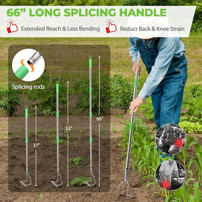Weed Puller Tool, 65" Long Handle Heavy Duty Stand Up Weeder – No Bending Hand Weeder Remover for Gardening, Lawn, Yard, Patio – Garden Hoe for Weeding