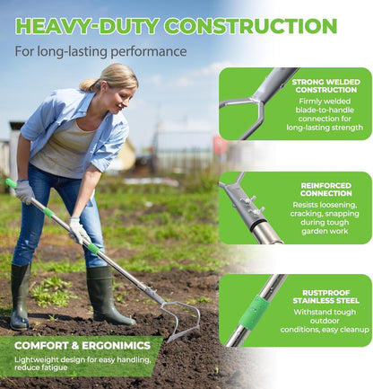Weed Puller Tool, 65" Long Handle Heavy Duty Stand Up Weeder – No Bending Hand Weeder Remover for Gardening, Lawn, Yard, Patio – Garden Hoe for Weeding