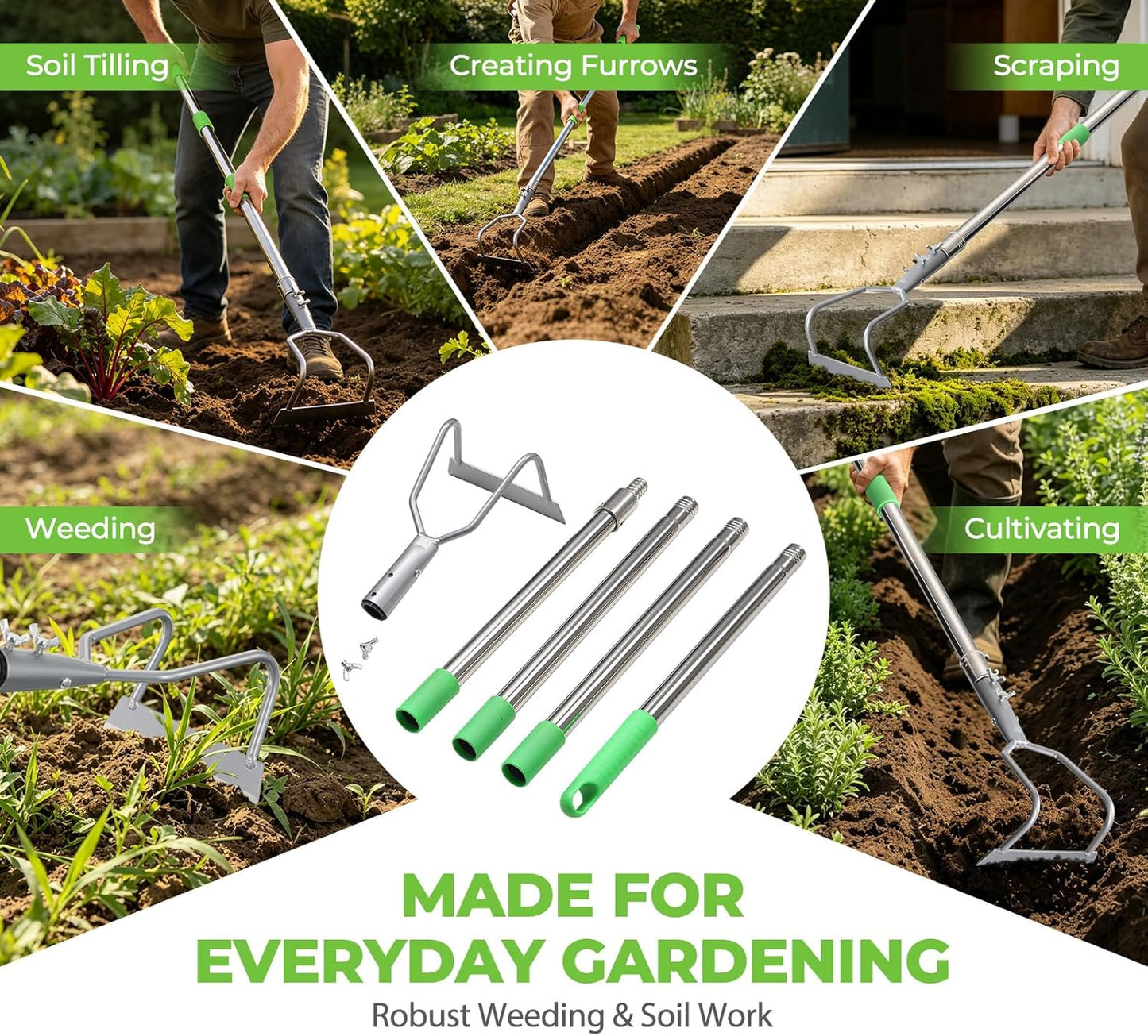 Weed Puller Tool, 65" Long Handle Heavy Duty Stand Up Weeder – No Bending Hand Weeder Remover for Gardening, Lawn, Yard, Patio – Garden Hoe for Weeding