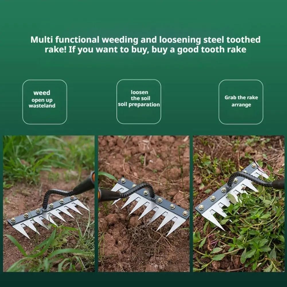 Gardenia Iron Weeding Rake, 2026 Gardenia Iron Weeding rake, Ironrake The Heavy-Duty Irons Weedings Rakes,Irons Rakes for Gardening and Weedings (8 Teeth)
