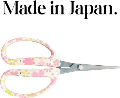 CHIKAMASA CRI-550SRF(Cherry Blossom), The Specialty Trimming Precise Scissors, Stainless Steel with Fluorine Coating, Curved Blade for Trimming, harvesting vegetables and fruit. (Cherry Blossom)