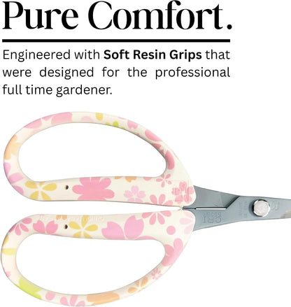 CHIKAMASA CRI-550SRF(Cherry Blossom), The Specialty Trimming Precise Scissors, Stainless Steel with Fluorine Coating, Curved Blade for Trimming, harvesting vegetables and fruit. (Cherry Blossom)