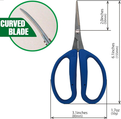 CHIKAMASA CRI-550SRF(Cherry Blossom), The Specialty Trimming Precise Scissors, Stainless Steel with Fluorine Coating, Curved Blade for Trimming, harvesting vegetables and fruit. (Cherry Blossom)