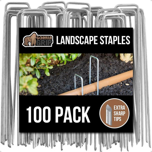 Premium Landscape Staples, 6 Inch Garden Stakes 100 Pack