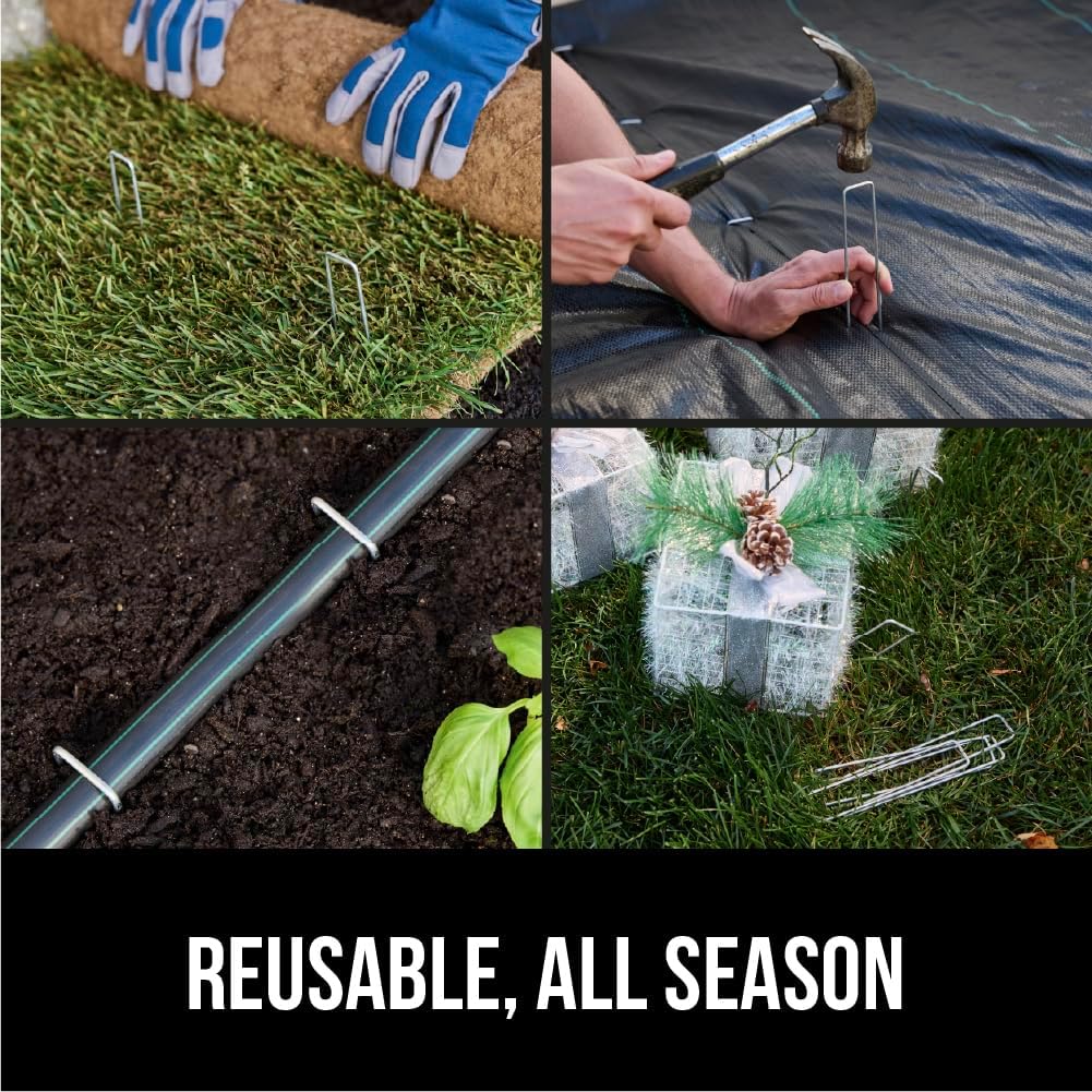 Premium Landscape Staples, 6 Inch Garden Stakes 100 Pack