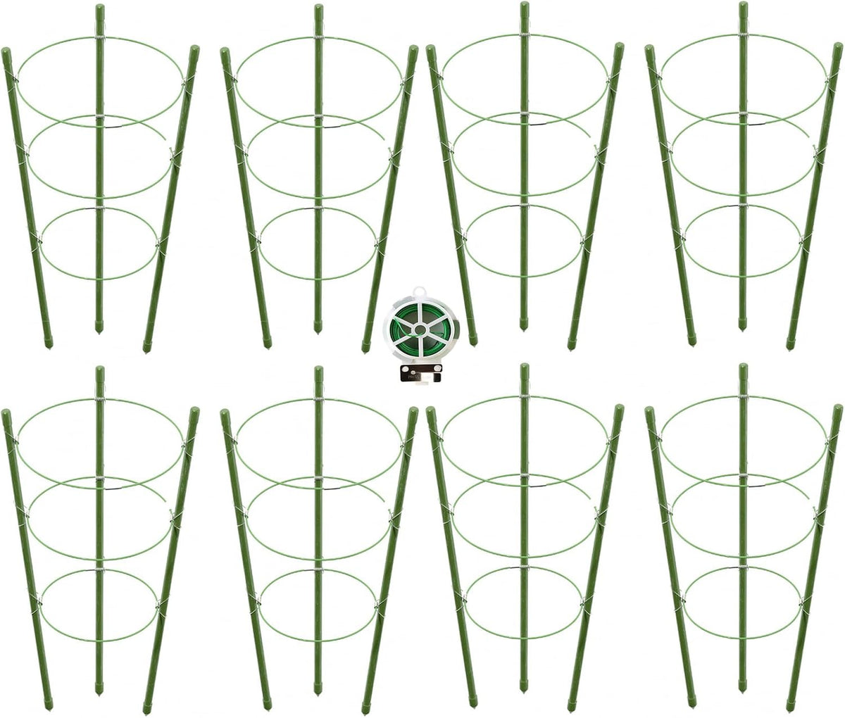 8 Pack Tomato Cage, 18 inches Plant Support Cages for Garden, Upgrade Garden Plant Stakes with Adjustable Rings, Plants Trellis for Tomato, Flower, Climbing Plants, with Twist Tie