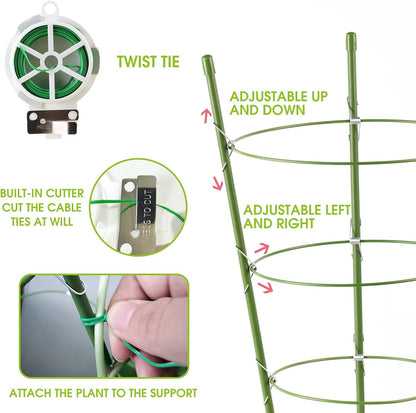 8 Pack Tomato Cage, 18 inches Plant Support Cages for Garden, Upgrade Garden Plant Stakes with Adjustable Rings, Plants Trellis for Tomato, Flower, Climbing Plants, with Twist Tie