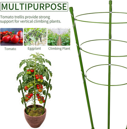 8 Pack Tomato Cage, 18 inches Plant Support Cages for Garden, Upgrade Garden Plant Stakes with Adjustable Rings, Plants Trellis for Tomato, Flower, Climbing Plants, with Twist Tie