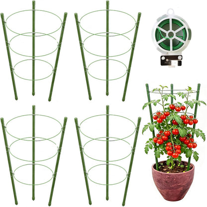 8 Pack Tomato Cage, 18 inches Plant Support Cages for Garden, Upgrade Garden Plant Stakes with Adjustable Rings, Plants Trellis for Tomato, Flower, Climbing Plants, with Twist Tie
