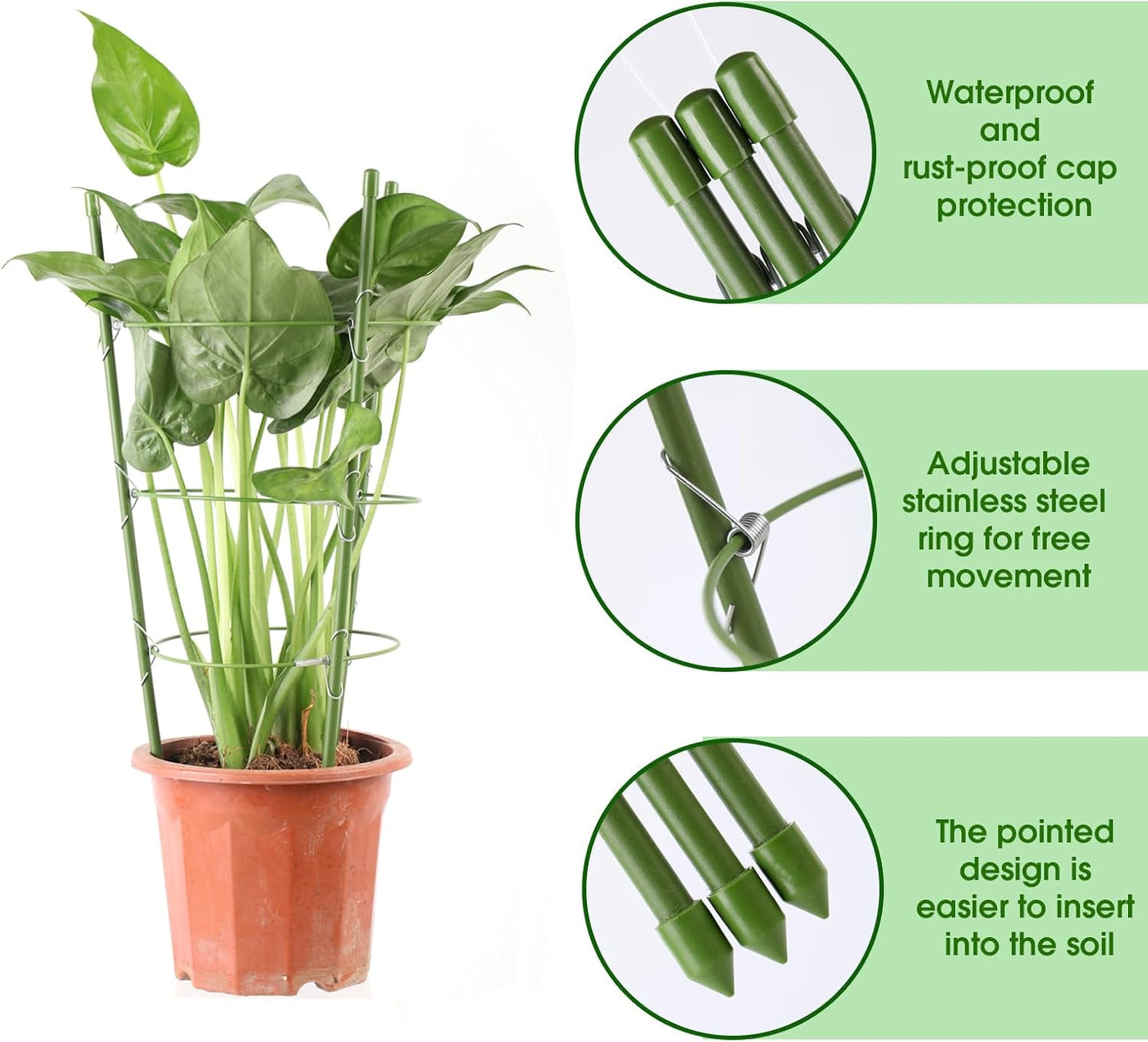 8 Pack Tomato Cage, 18 inches Plant Support Cages for Garden, Upgrade Garden Plant Stakes with Adjustable Rings, Plants Trellis for Tomato, Flower, Climbing Plants, with Twist Tie