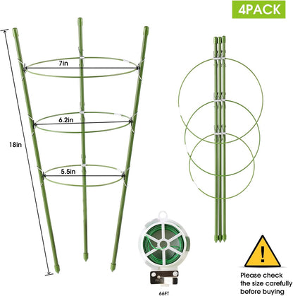 8 Pack Tomato Cage, 18 inches Plant Support Cages for Garden, Upgrade Garden Plant Stakes with Adjustable Rings, Plants Trellis for Tomato, Flower, Climbing Plants, with Twist Tie