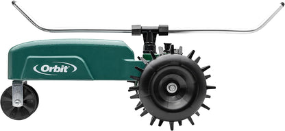 Traveling Tractor Water Sprinkler - Self-Propelled Traveling Sprinkler for Wide Lawn Coverage - Cast-Iron Body with Adjustable Coverage - Three-Speed - Automatic Shut Off - 58322