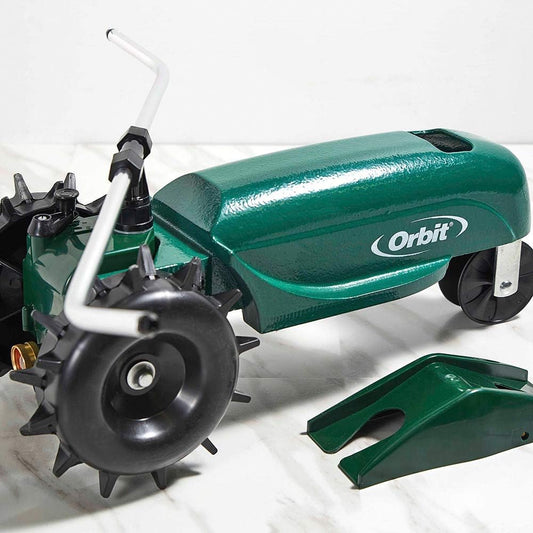 Traveling Tractor Water Sprinkler - Self-Propelled Traveling Sprinkler for Wide Lawn Coverage - Cast-Iron Body with Adjustable Coverage - Three-Speed - Automatic Shut Off - 58322