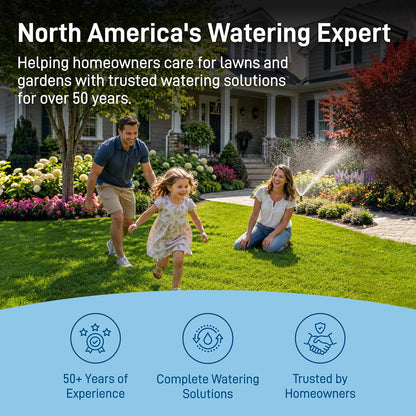 Traveling Tractor Water Sprinkler - Self-Propelled Traveling Sprinkler for Wide Lawn Coverage - Cast-Iron Body with Adjustable Coverage - Three-Speed - Automatic Shut Off - 58322