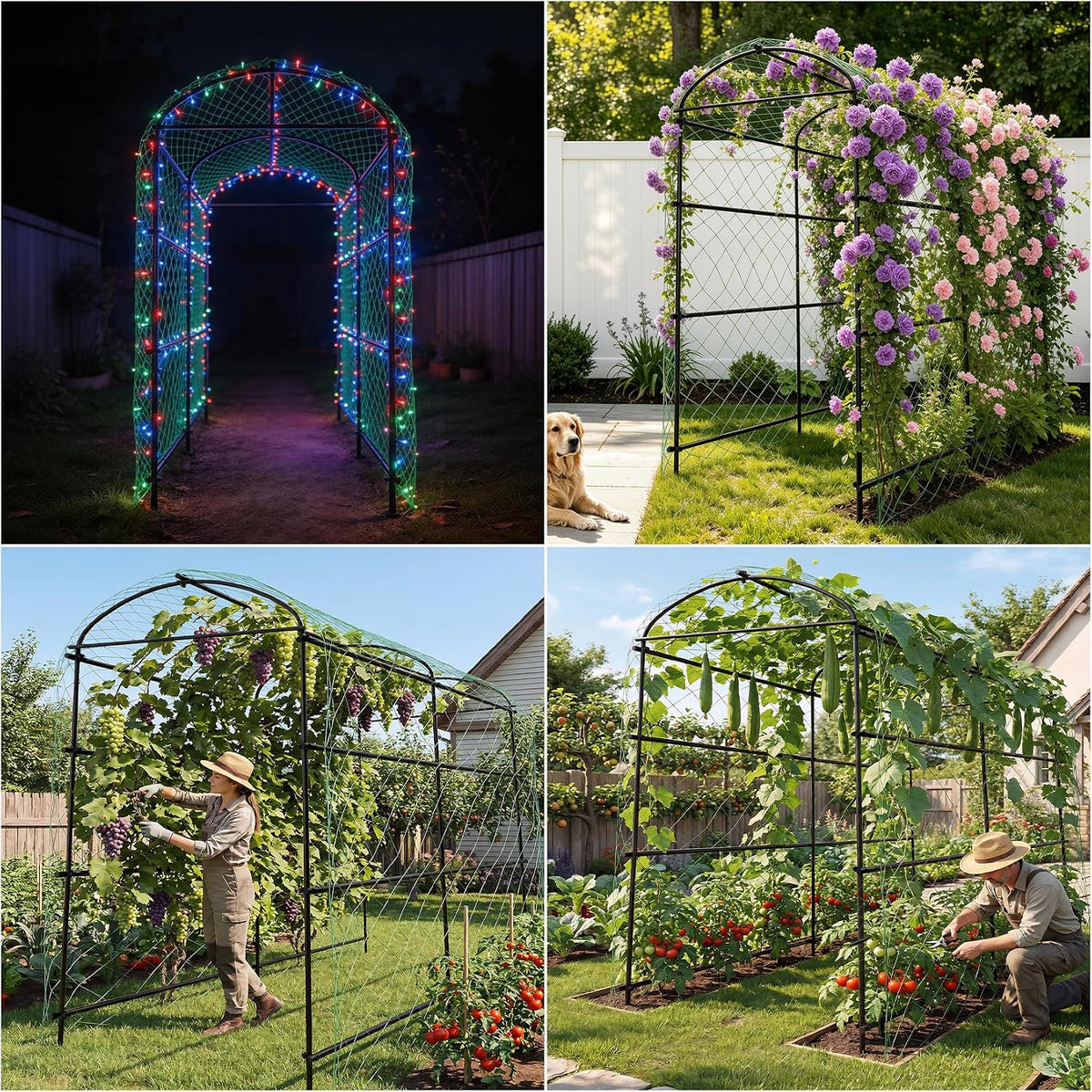 87inch Garden Trellis Arch: for Climbing Plants with Net Metal