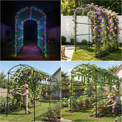 87inch Garden Trellis Arch: for Climbing Plants with Net Metal