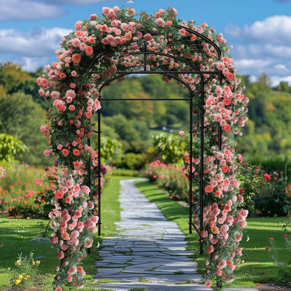 87inch Garden Trellis Arch: for Climbing Plants with Net Metal