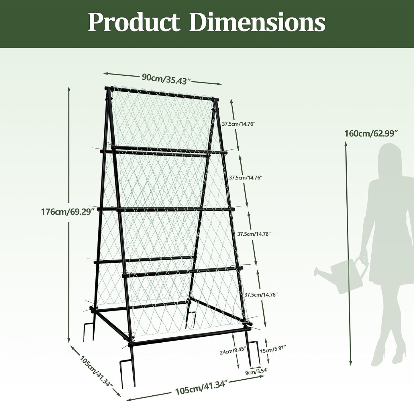 87inch Garden Trellis Arch: for Climbing Plants with Net Metal