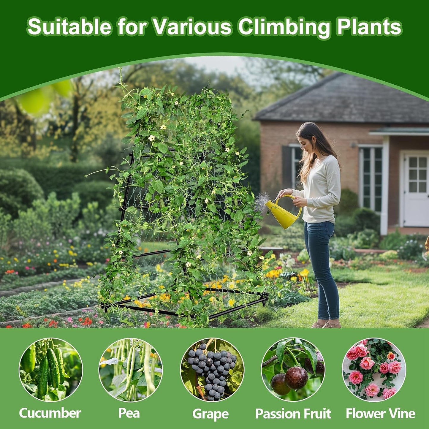 87inch Garden Trellis Arch: for Climbing Plants with Net Metal