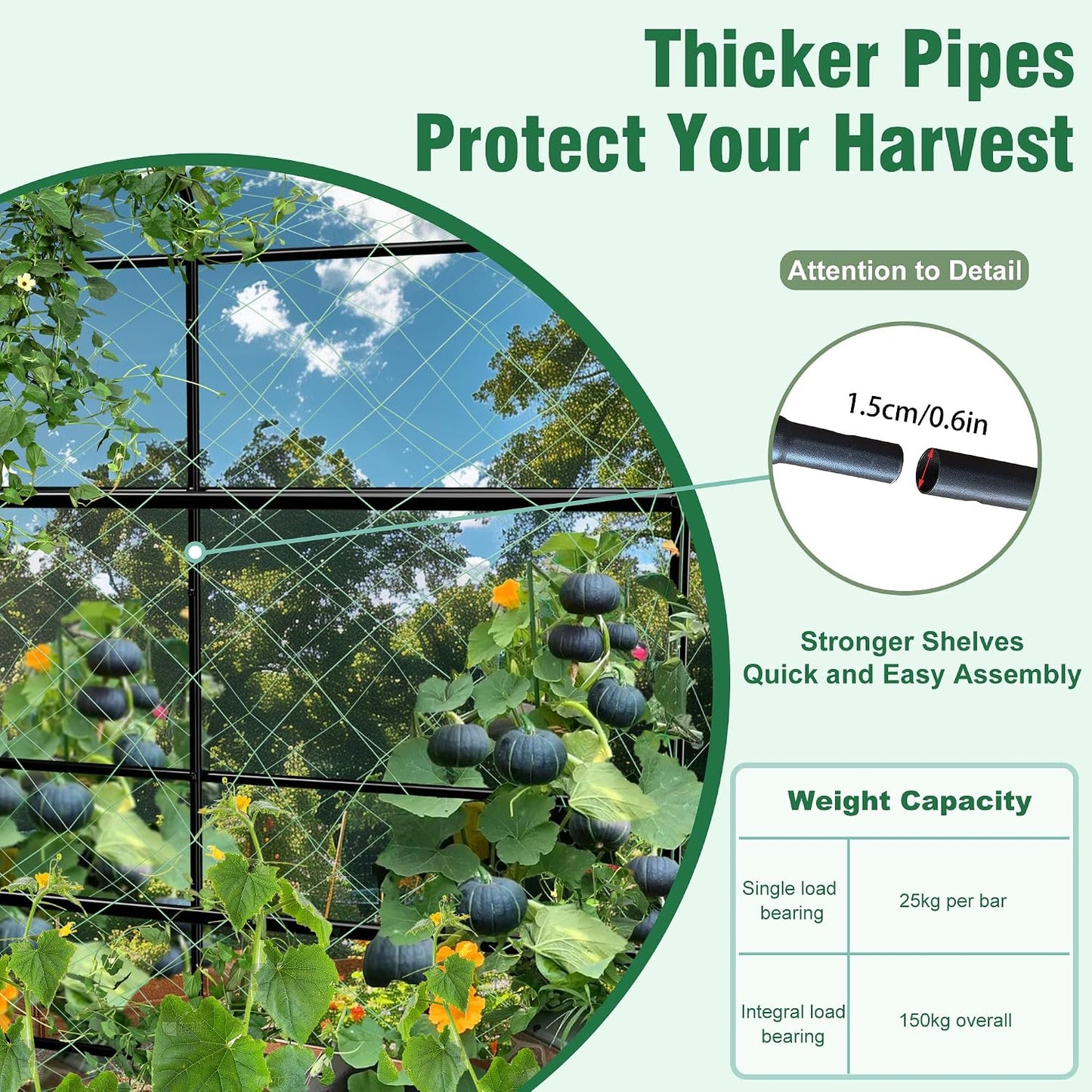 87inch Garden Trellis Arch: for Climbing Plants with Net Metal