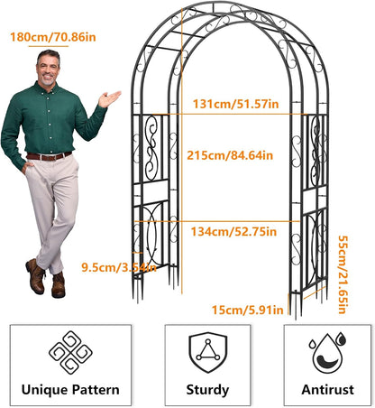 87inch Garden Trellis Arch: for Climbing Plants with Net Metal