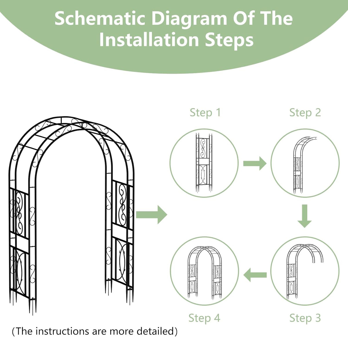 87inch Garden Trellis Arch: for Climbing Plants with Net Metal