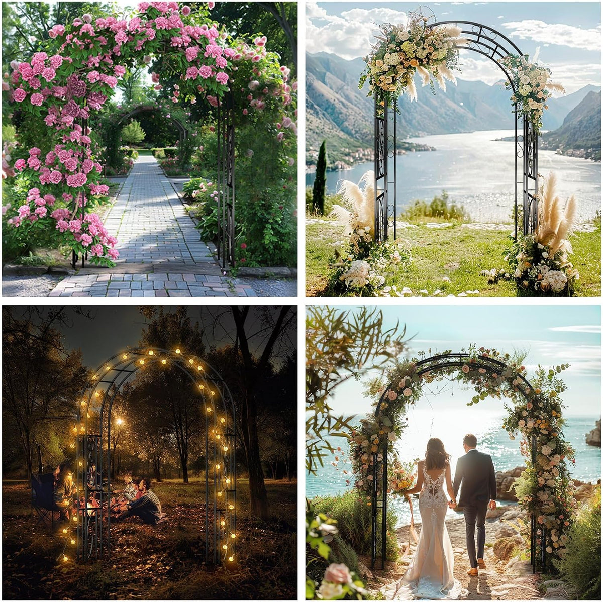 87inch Garden Trellis Arch: for Climbing Plants with Net Metal