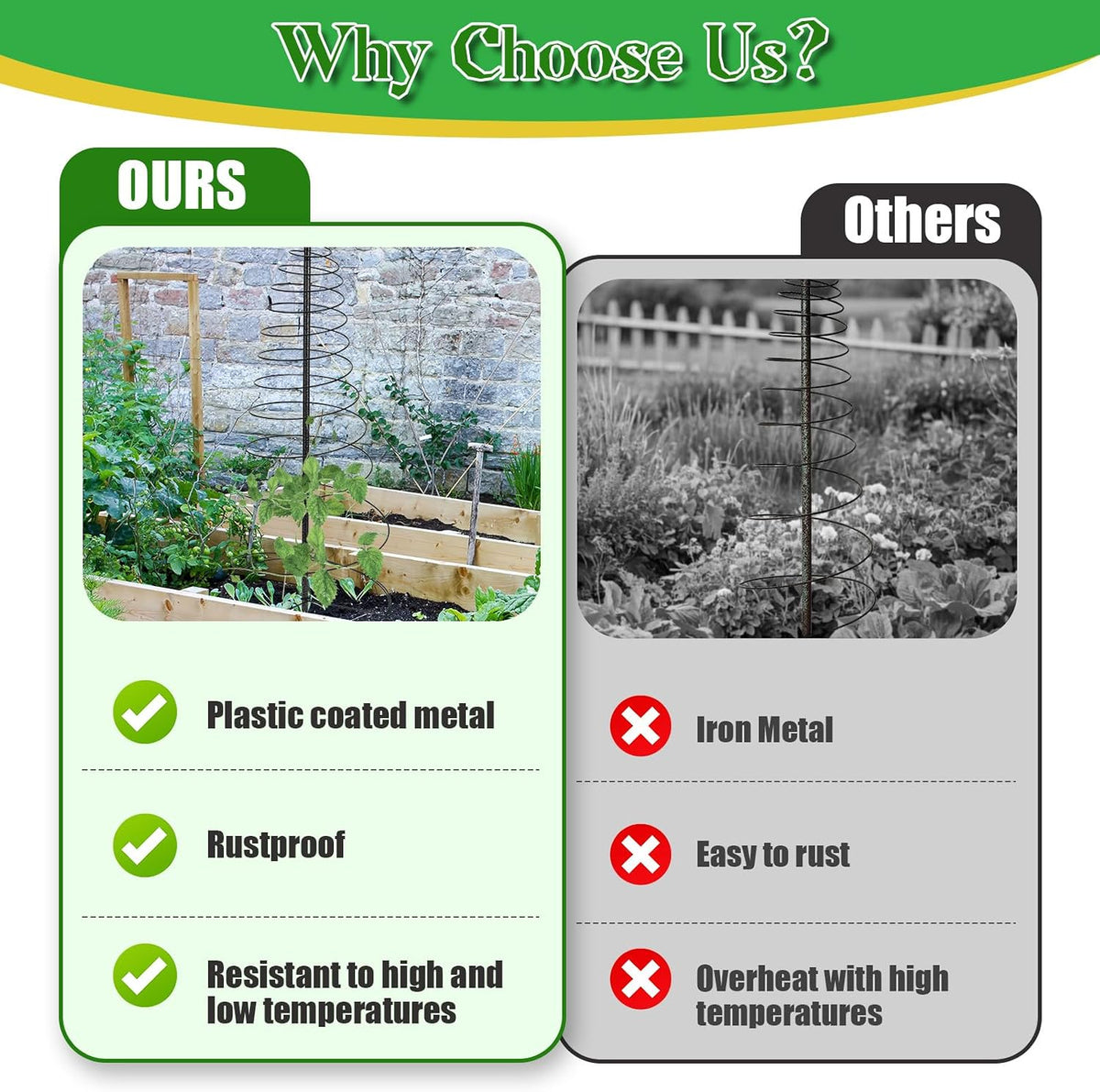 Outdoor Metal Trellis for Climbing Plants, Heavy Duty Rustproof Garden Trellis 60inch, Sturdy Plant Support for Roses, Ivy, Tomatoes, Cucumbers, Flowers 2pcs Black