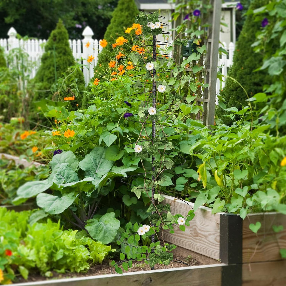 Outdoor Metal Trellis for Climbing Plants, Heavy Duty Rustproof Garden Trellis 60inch, Sturdy Plant Support for Roses, Ivy, Tomatoes, Cucumbers, Flowers 2pcs Black