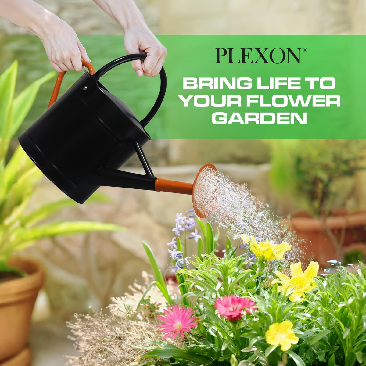 Metal Watering Can Outdoor 1 Gallon, Flower Plant Gardening Garden Large Green Watering Can Pot, Galvanized Steel Handles - Removable Spray Spout, Green