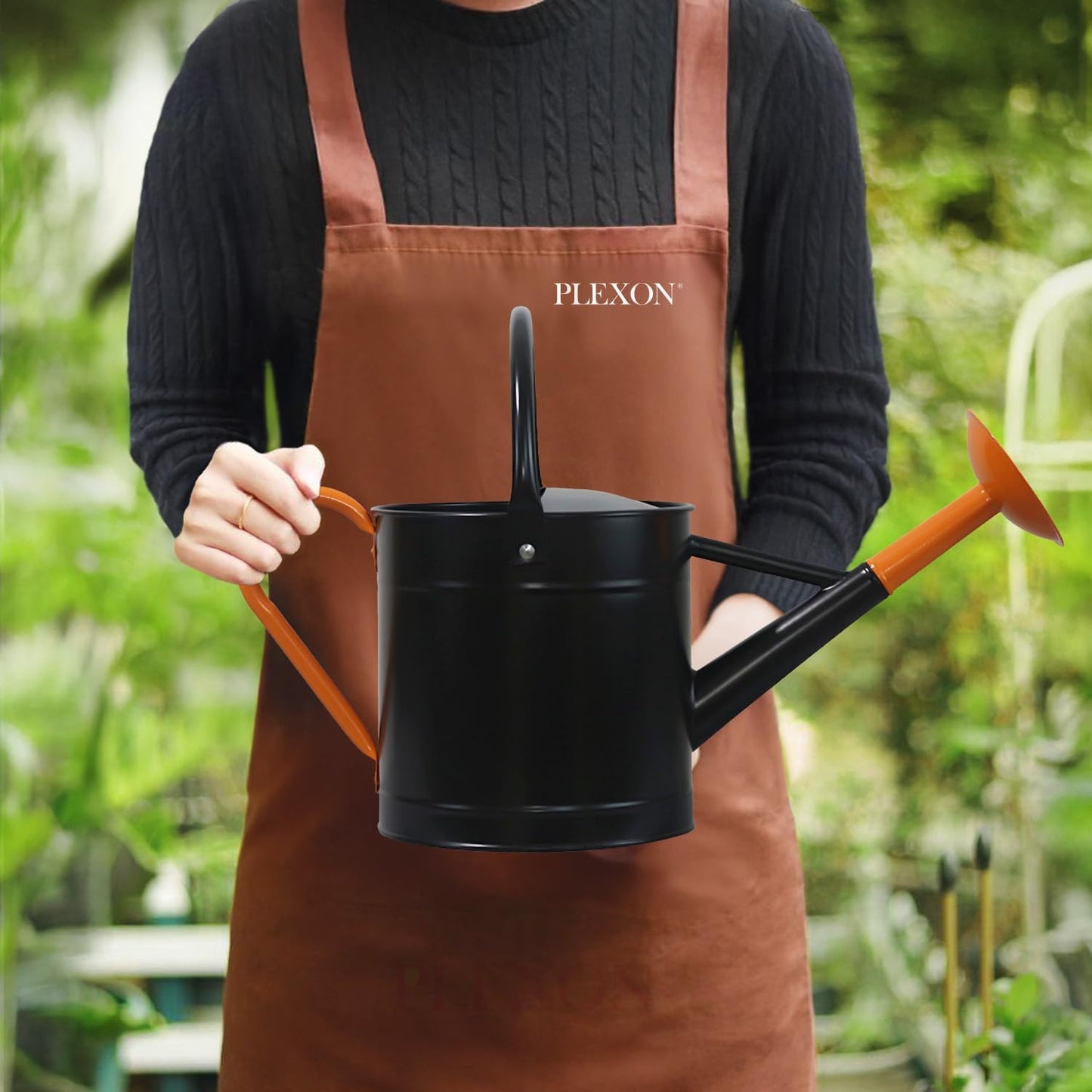 Metal Watering Can Outdoor 1 Gallon, Flower Plant Gardening Garden Large Green Watering Can Pot, Galvanized Steel Handles - Removable Spray Spout, Green