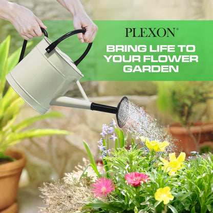 Metal Watering Can Outdoor 1 Gallon, Flower Plant Gardening Garden Large Green Watering Can Pot, Galvanized Steel Handles - Removable Spray Spout, Green
