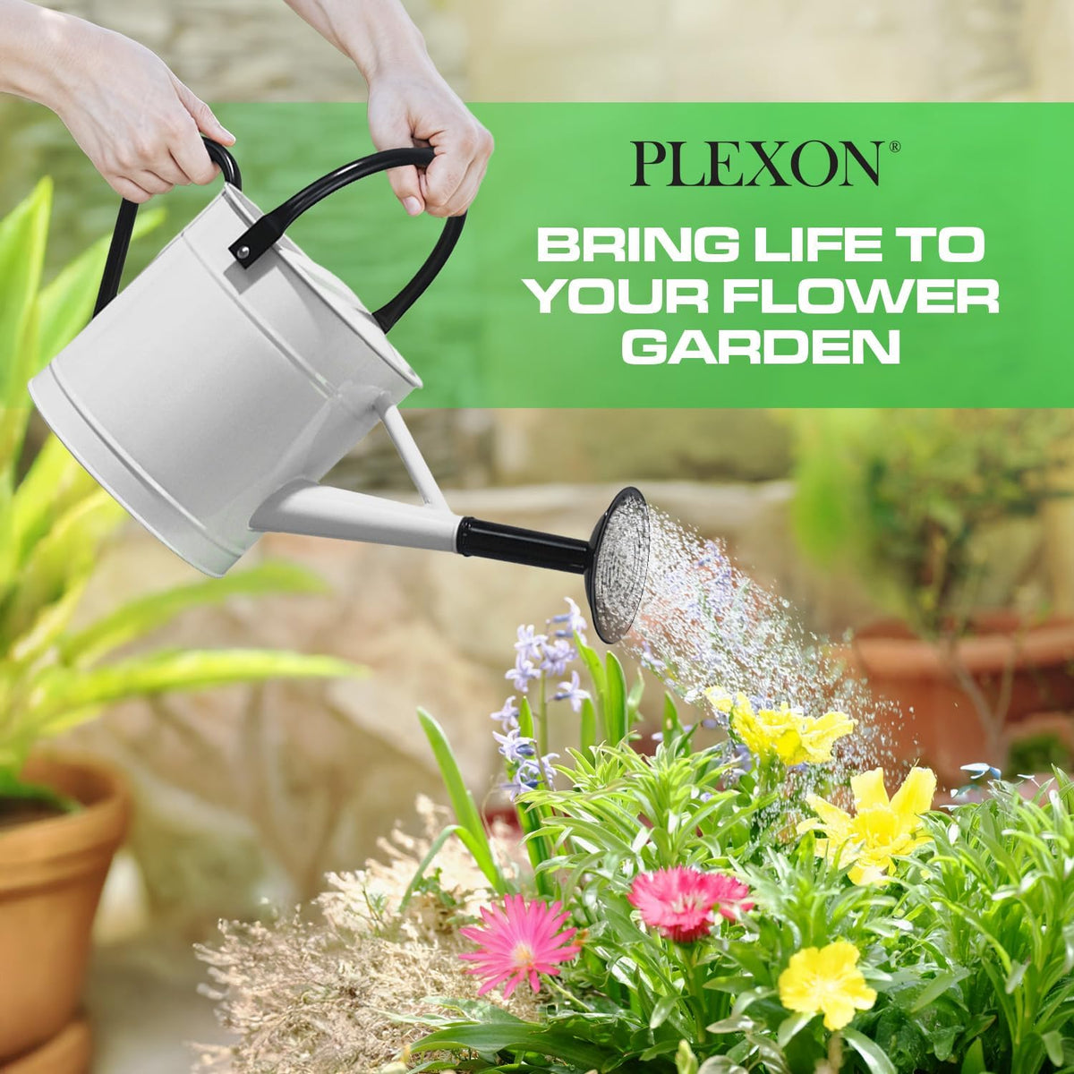 Metal Watering Can Outdoor 1 Gallon, Flower Plant Gardening Garden Large Green Watering Can Pot, Galvanized Steel Handles - Removable Spray Spout, Green