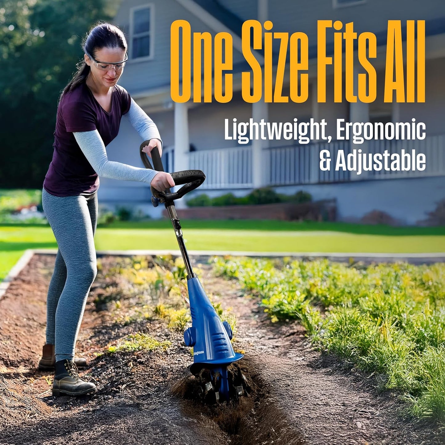 6-Inch, 2.5 Amp Corded Electric Mini Tiller Cultivator for Gardening, Lightweight, 4 Steel Blades