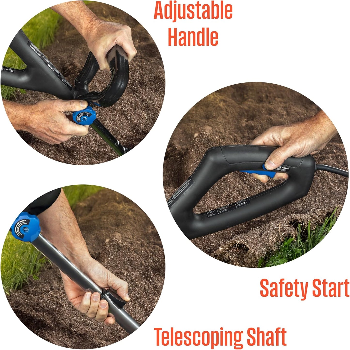 6-Inch, 2.5 Amp Corded Electric Mini Tiller Cultivator for Gardening, Lightweight, 4 Steel Blades