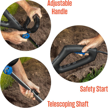 6-Inch, 2.5 Amp Corded Electric Mini Tiller Cultivator for Gardening, Lightweight, 4 Steel Blades