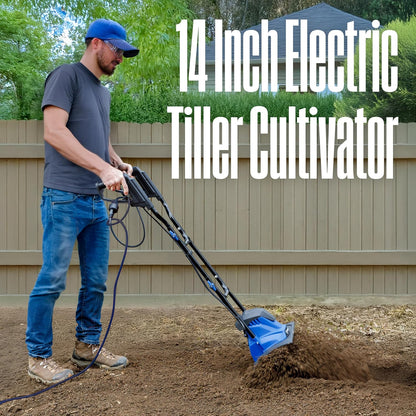 6-Inch, 2.5 Amp Corded Electric Mini Tiller Cultivator for Gardening, Lightweight, 4 Steel Blades