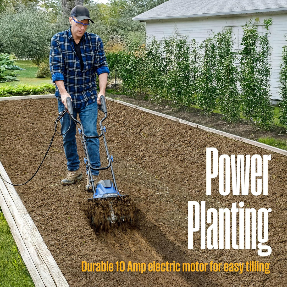 6-Inch, 2.5 Amp Corded Electric Mini Tiller Cultivator for Gardening, Lightweight, 4 Steel Blades