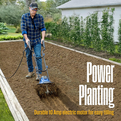 6-Inch, 2.5 Amp Corded Electric Mini Tiller Cultivator for Gardening, Lightweight, 4 Steel Blades