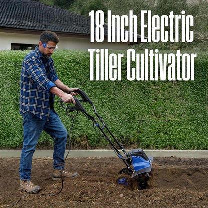 6-Inch, 2.5 Amp Corded Electric Mini Tiller Cultivator for Gardening, Lightweight, 4 Steel Blades