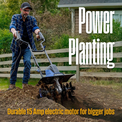 6-Inch, 2.5 Amp Corded Electric Mini Tiller Cultivator for Gardening, Lightweight, 4 Steel Blades