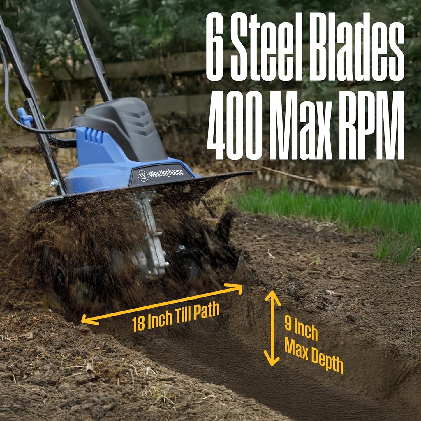 6-Inch, 2.5 Amp Corded Electric Mini Tiller Cultivator for Gardening, Lightweight, 4 Steel Blades