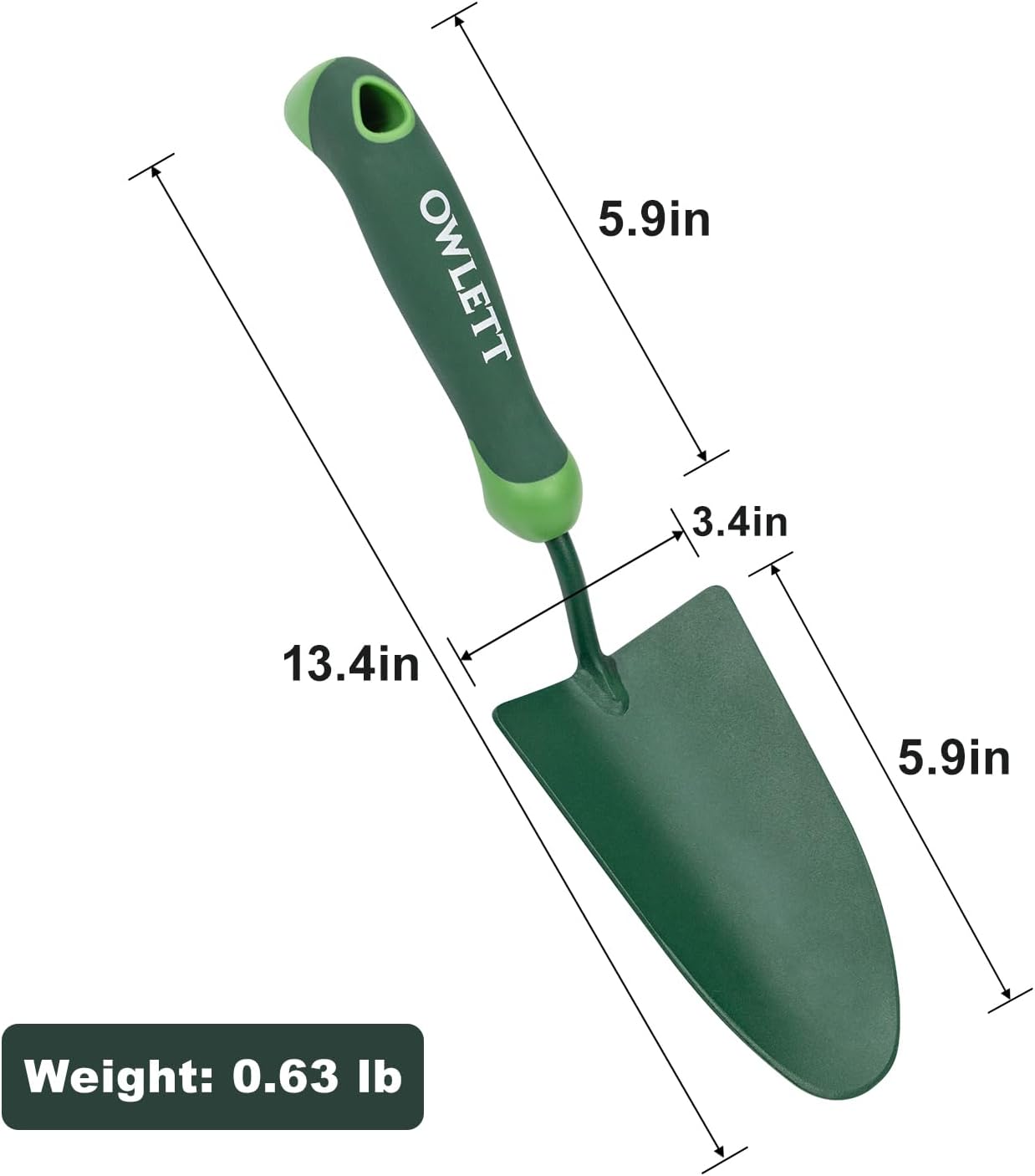 Garden Trowel with Measurements, High-Hardness Small Hand Shovel with Soft Ergonomic Handle, Rustproof Potting Trowel Gardening Hand Tools for Digging, Planting, Transplanting, Weeding