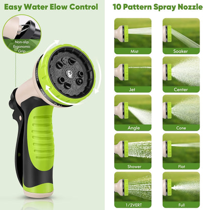 Garden Hose 50FT Metal Water Hose with 10 Function Nozzle No-Kink
