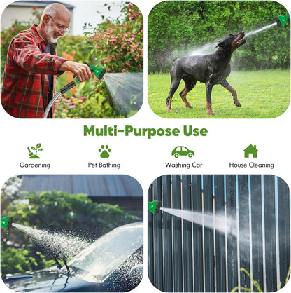 Garden Hose 50FT Metal Water Hose with 10 Function Nozzle No-Kink