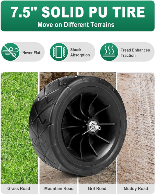 Garden Hose Reel Cart, Heavy Duty, 300 ft of 5/8" Hose, Green