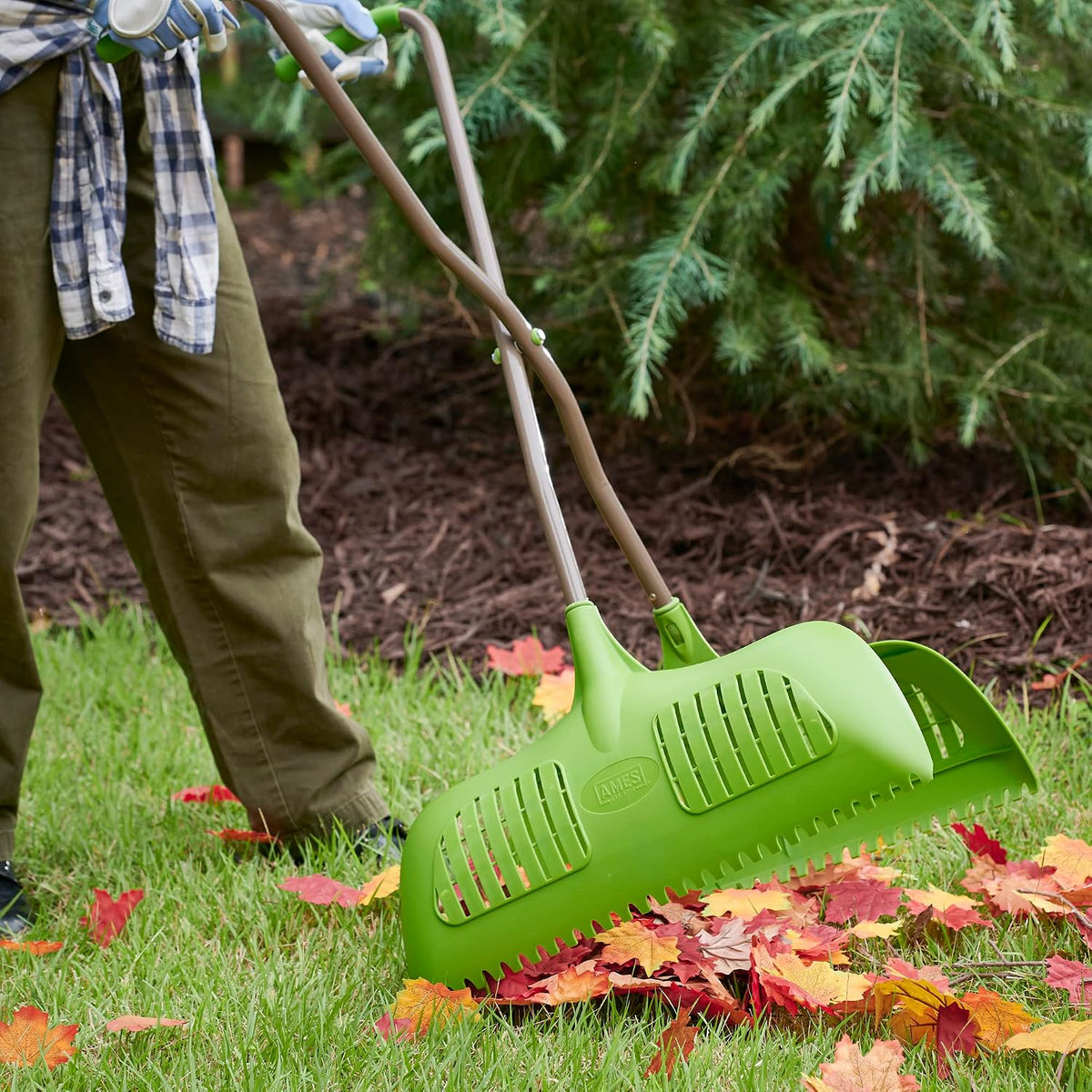 Leaf Grabber Rake with Long Handle & Cushioned Grip for Leaves, Lawn Clippings, Twigs, Yard Waste