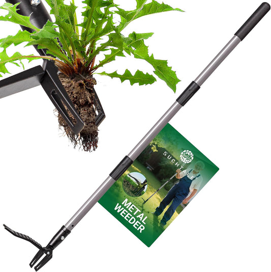 Suchtale 46" Stand Up Weed Puller Tool, Heavy-Duty Metal Claw Weeder