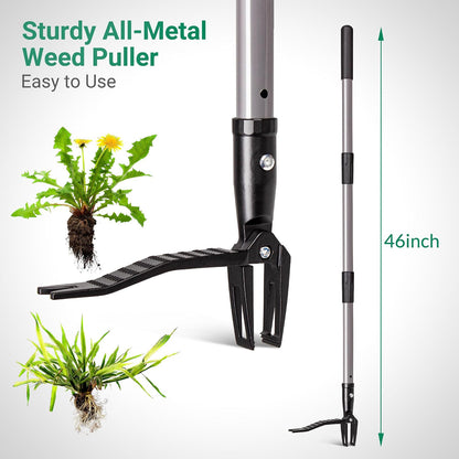 Suchtale 46" Stand Up Weed Puller Tool, Heavy-Duty Metal Claw Weeder