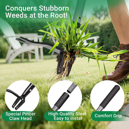 Suchtale 46" Stand Up Weed Puller Tool, Heavy-Duty Metal Claw Weeder